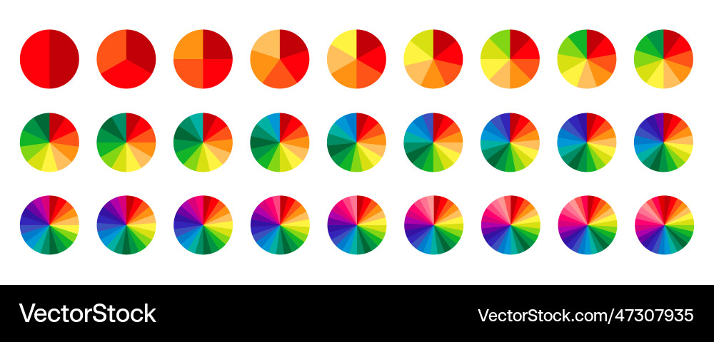Multicolored Circle Sections - Pie Chart Collectio Vector Image