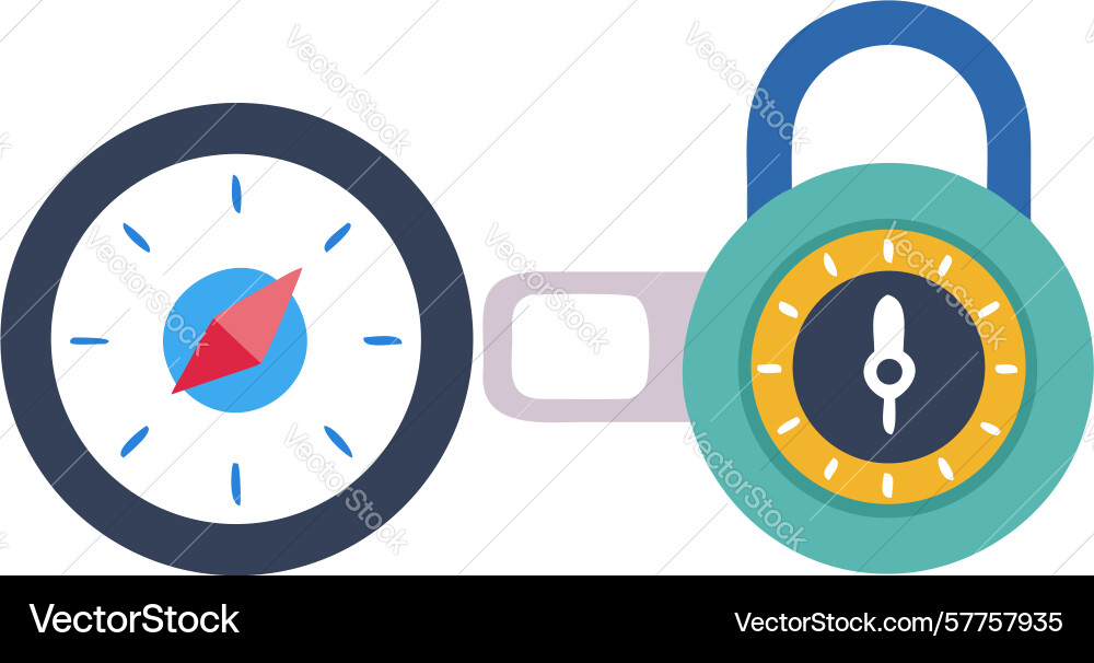 Time lock security clock padlock icon design vector image