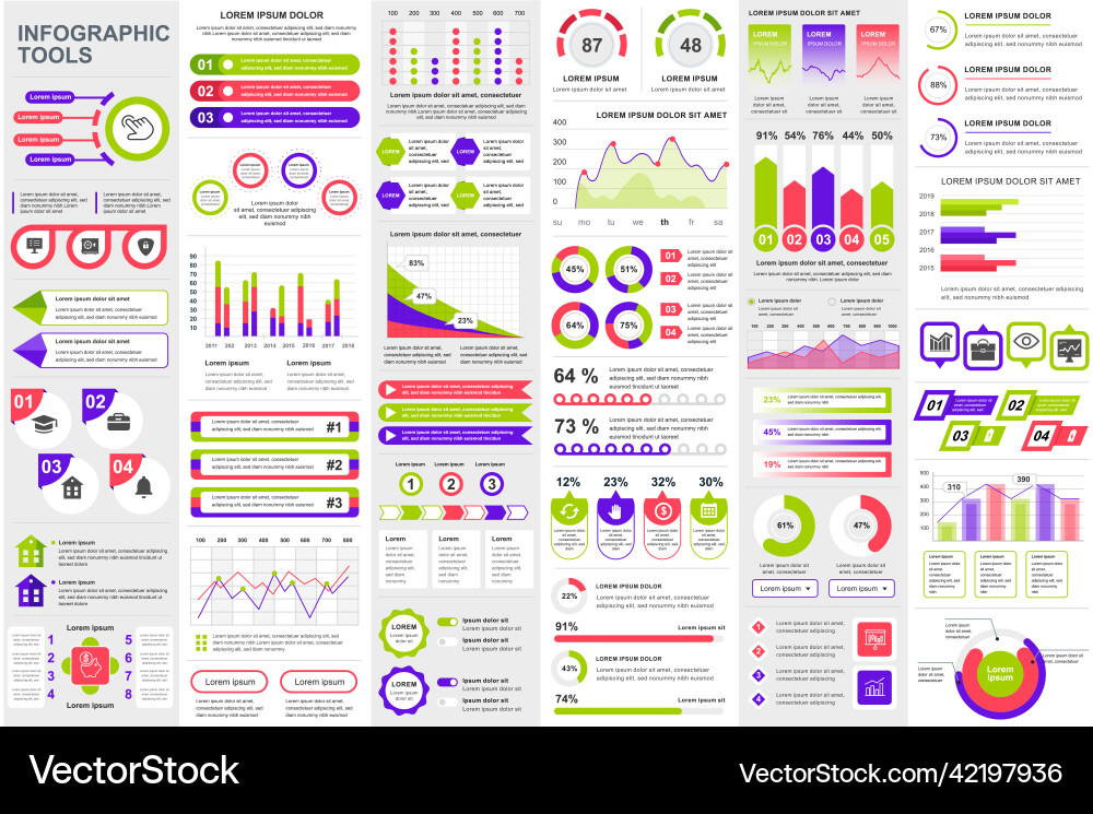 Bundle infographic elements data visualization vector image