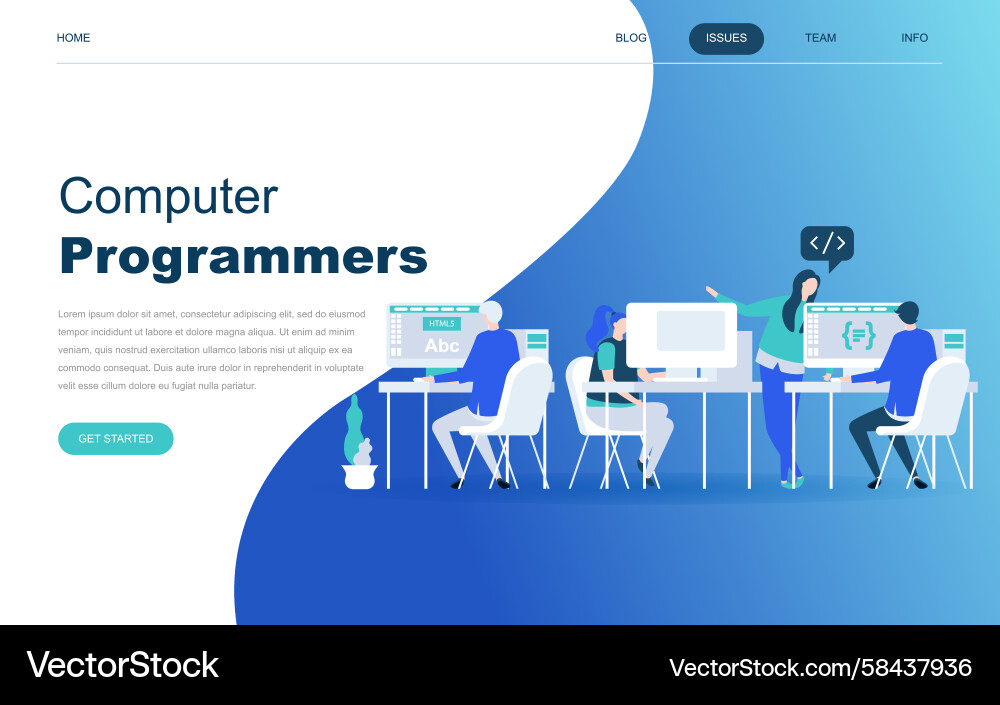 Computer Programmers Team Vector Image