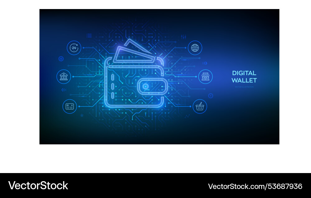 Digital Wallet E Wallet Online Payment By Digital Vector Image
