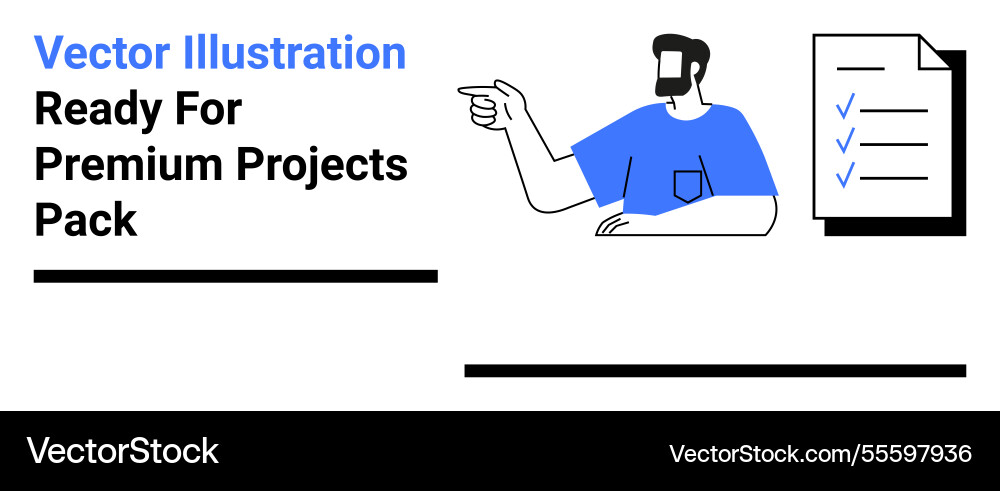 Man gesturing towards checklist on document Man gesturing towards checklist on document vector image