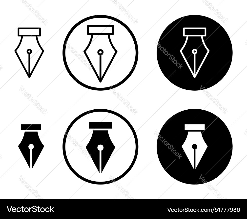 Pen nib line icon set Pen nib line icon set vector image