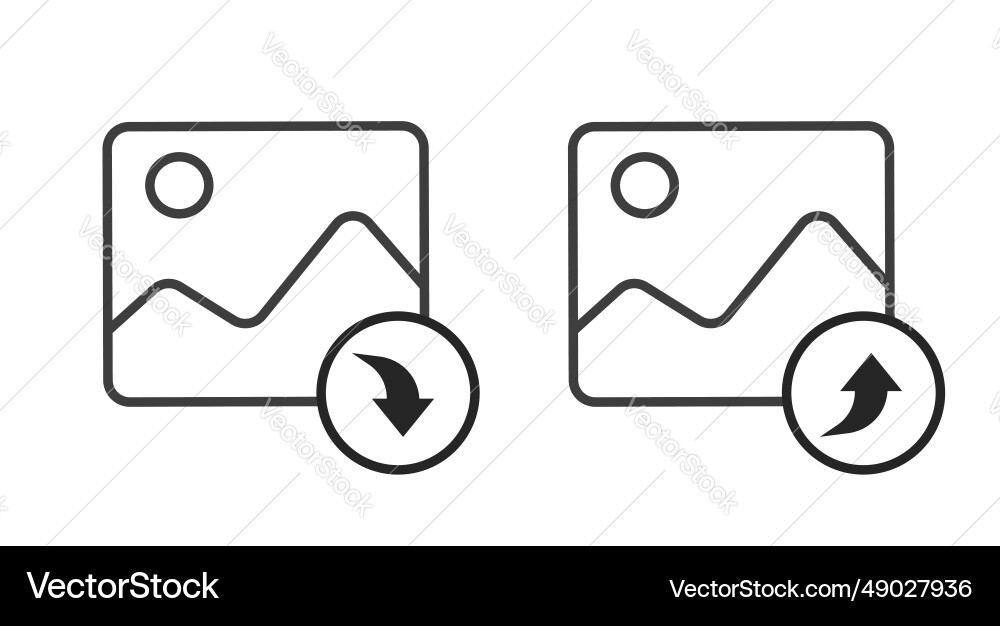Photo image picture file upload icon line outline Photo image picture file upload icon line outline Vector Image