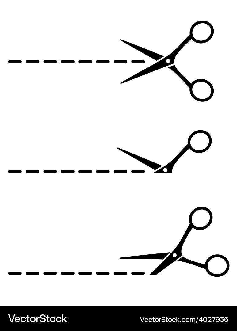 Set of scissors with cut lines Vector Image