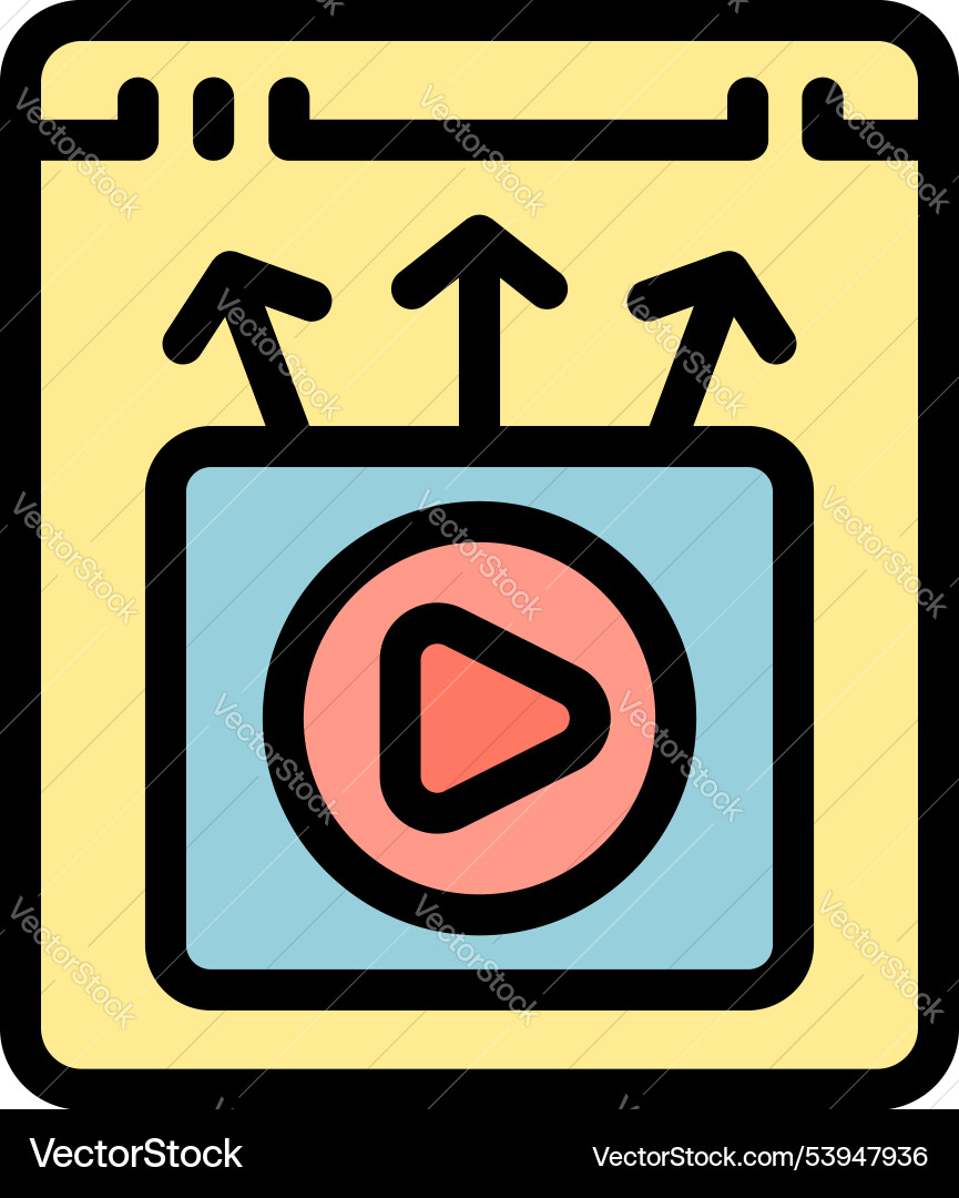 Website page showing increasing video views icon Website page showing increasing video views icon vector image