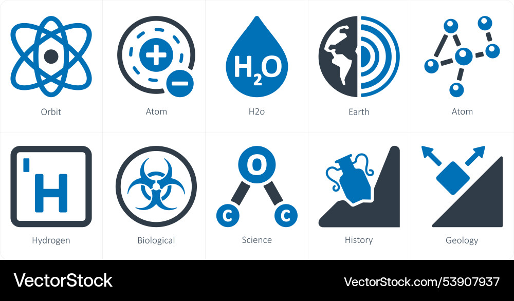 A set of 10 science and experiment icons as orbit Vector Image