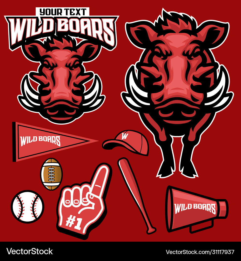 African wild boar mascot set African wild boar mascot set vector image