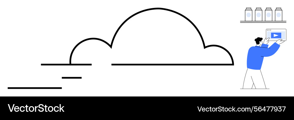 Cloud computing concept with person uploading Vector Image