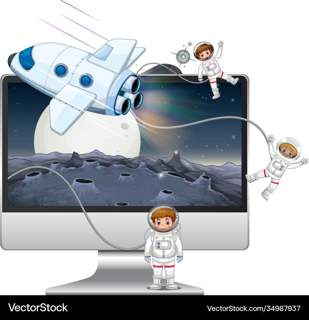 Galaxy background on computer screen Galaxy background on computer screen Vector Image