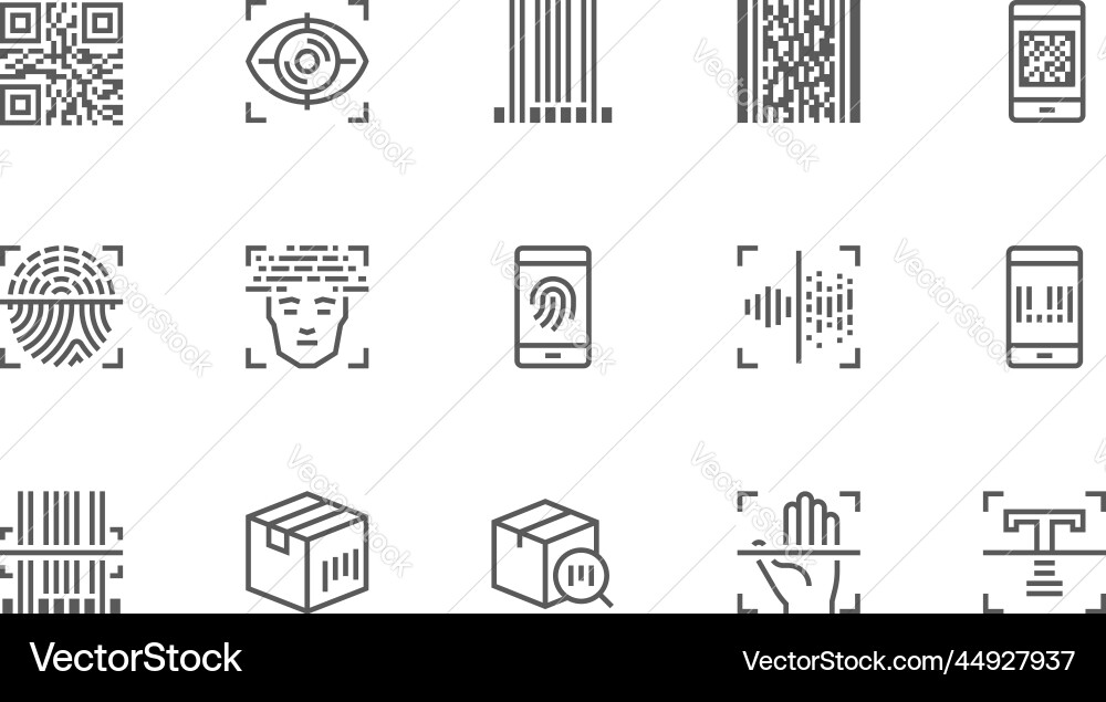 Identification recognition line icons set Identification recognition line icons set vector image