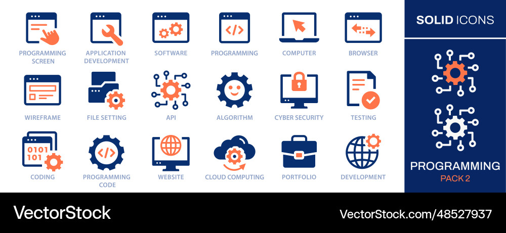 Modern Programming Icon Set vector image