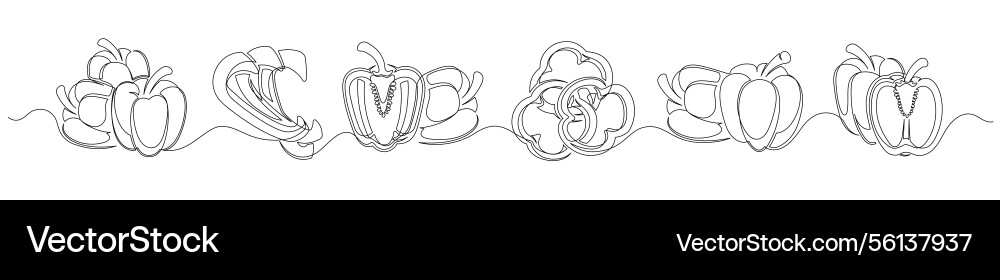 Pepper continuous one line drawing set Vector Image