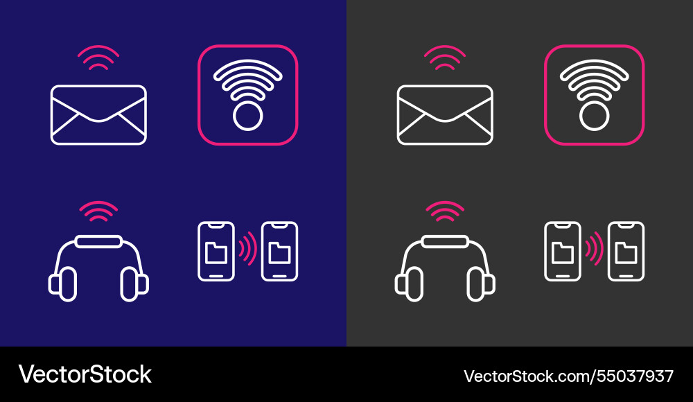 Set line data transfer and storage smart Set line data transfer and storage smart Vector Image