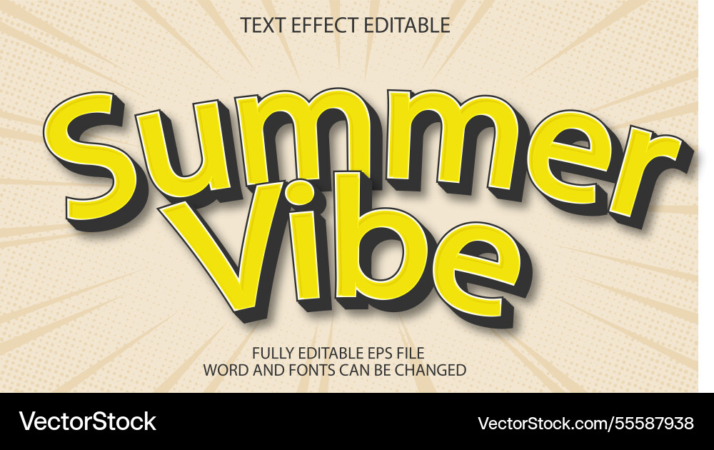 3d text effect summer editable Royalty Free Vector Image