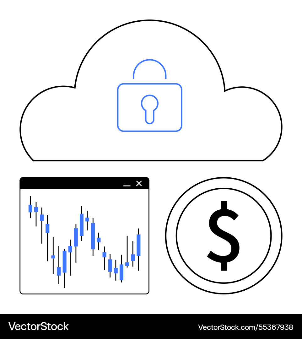 Cloud security with financial data analysis Cloud security with financial data analysis vector image