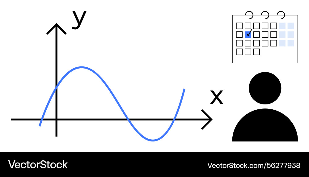 Data analysis with graph calendar and user Data analysis with graph calendar and user vector image