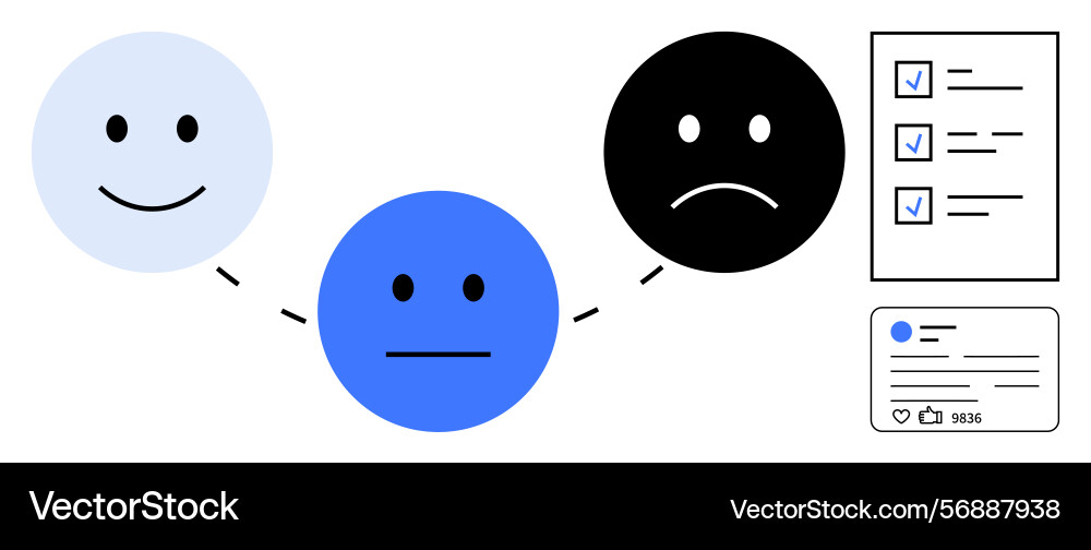 Mood progression with happy faces and task list Mood progression with happy faces and task list vector image