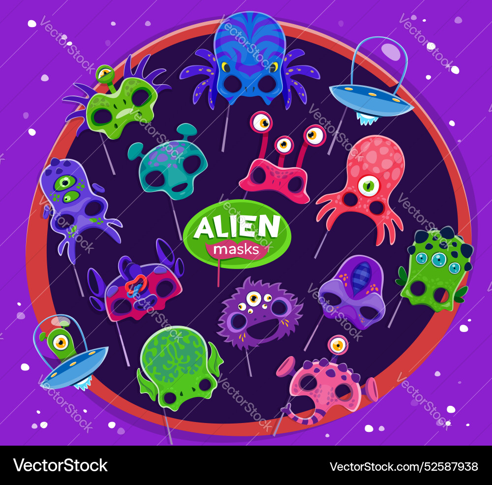 Ufo Alien Fotokabine und Karneval Masken oder Requisiten Ufo Alien Fotokabine und Karneval Masken oder Requisiten vektorbild
