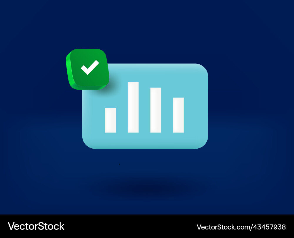 Window with business report and checkmark icon 3d Vector Image