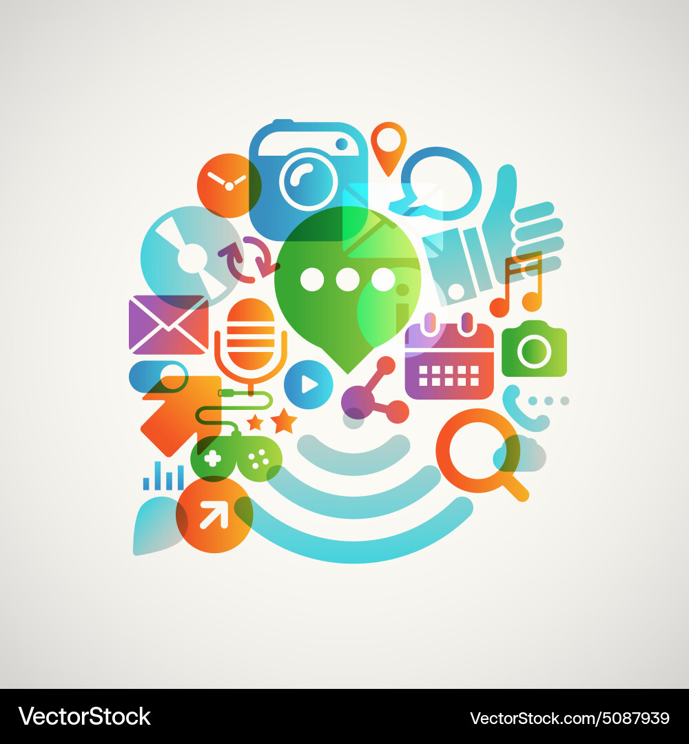 Abstract speech cloud of different web icons vector image
