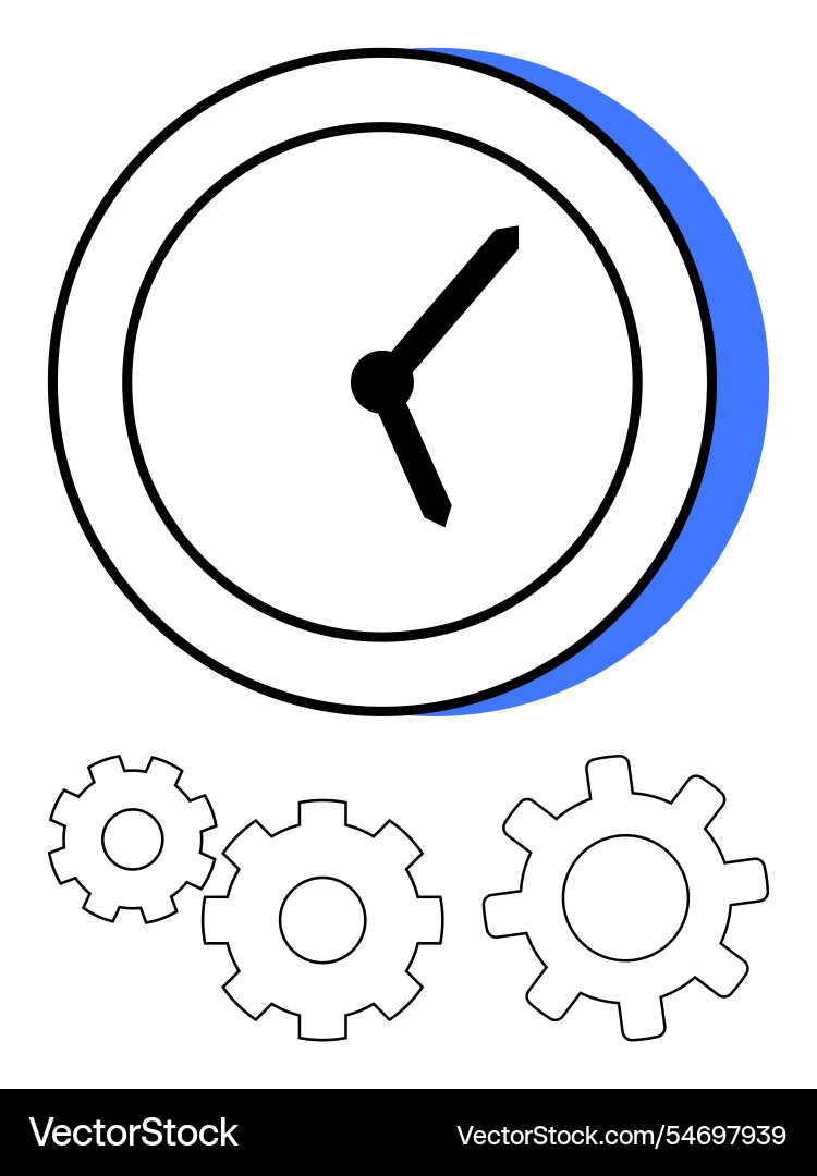 Clock with gears highlighting time management Clock with gears highlighting time management vector image