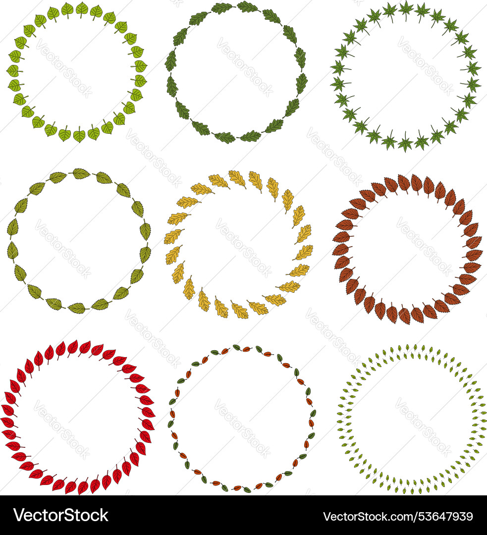 Collection of round frames with summer and autumn Vector Image