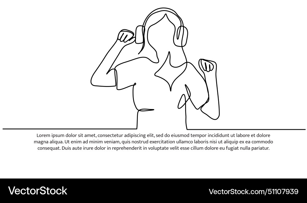 Continuous line design of have fun listening Continuous line design of have fun listening vector image