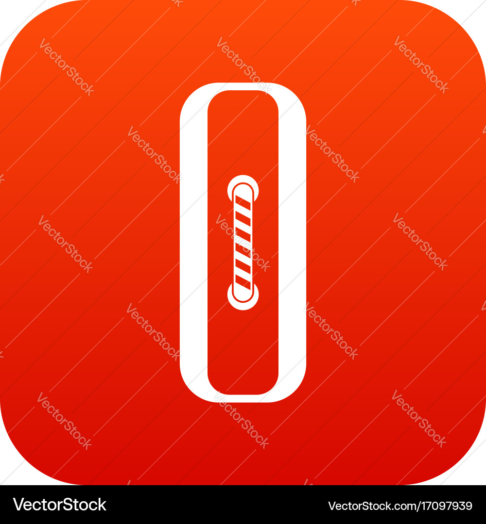 Sewn rectangular button icon digital red vector image
