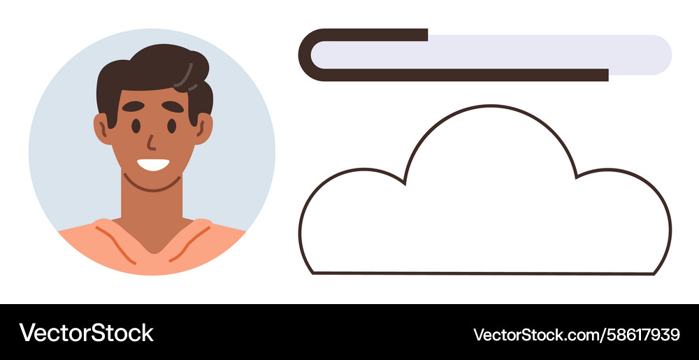 Smiling person portrait alongside a loading bar Smiling person portrait alongside a loading bar Vector Image