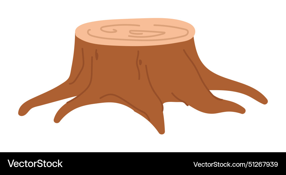 Tree stump in flat design forest trunk cutting vector image