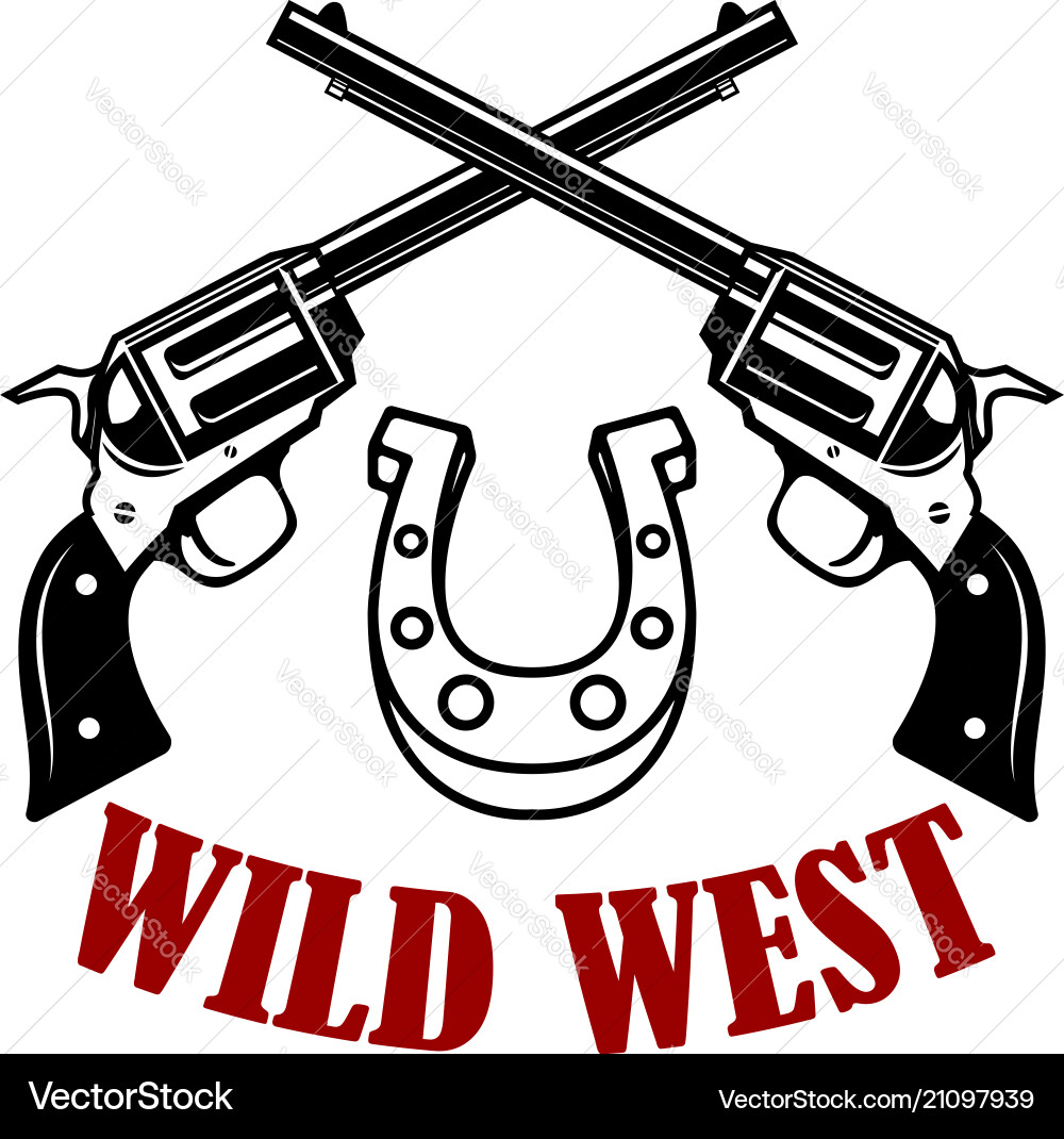 Wild west crossed revolvers on white background Wild west crossed revolvers on white background vector image