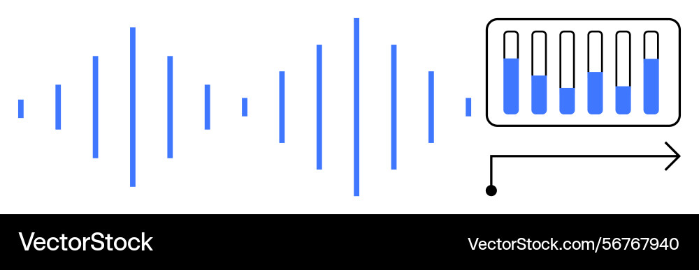 Audio waveform with equalizer bars and signal flow Audio waveform with equalizer bars and signal flow vector image