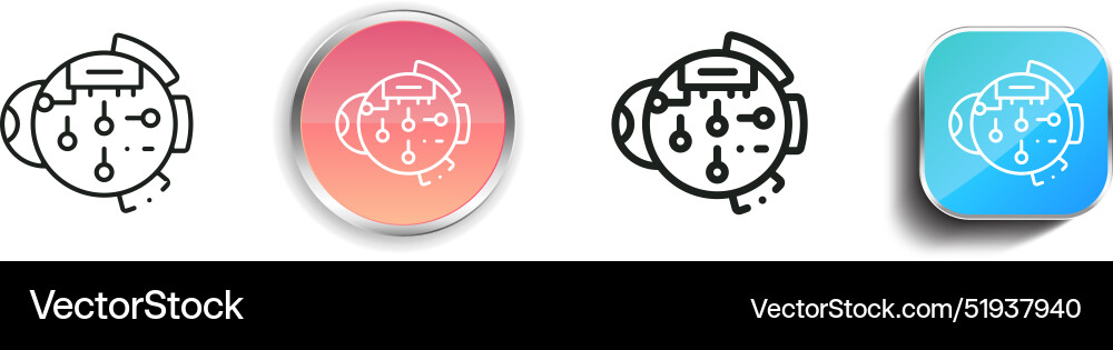 Bionic eye icon thin linear regular and button vector image