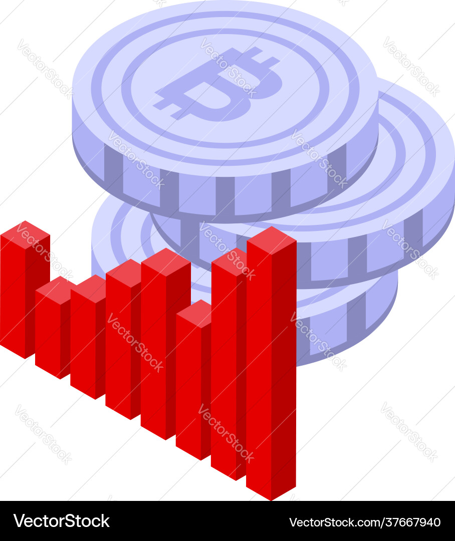 Bitcoin analytics icon isometric style Vector Image