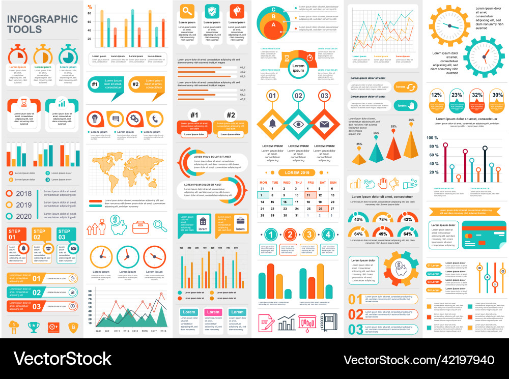 Bundle infographic elements data visualization Bundle infographic elements data visualization Vector Image