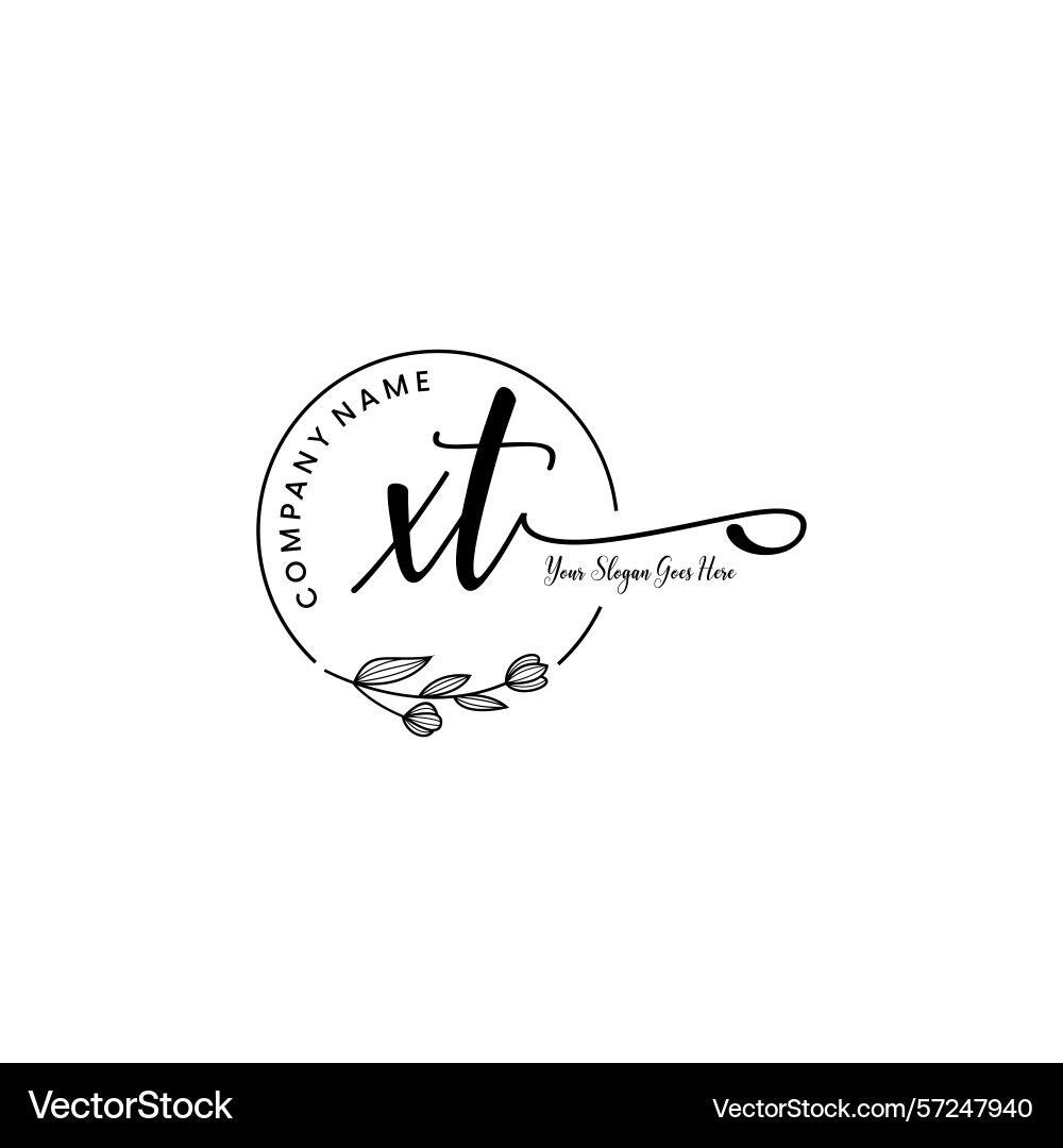 Elegant xt initial logo design with botanical Vector Image