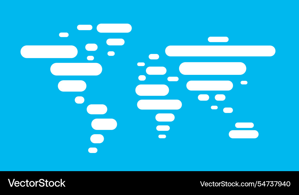 Simple horizontal line map of the world Simple horizontal line map of the world vector image