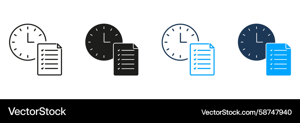 Time & Task Icon Set Vector Image