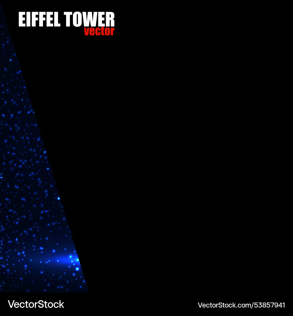 Abstract eiffel tower of glowing particles Abstract eiffel tower of glowing particles Vector Image