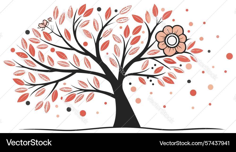 Abstract tree with patterned circular foliage vector image