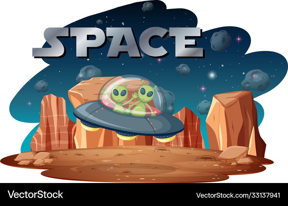 Alien in space scene Alien in space scene vector image