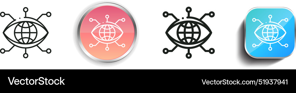 Bionic eye icon thin linear regular and button vector image