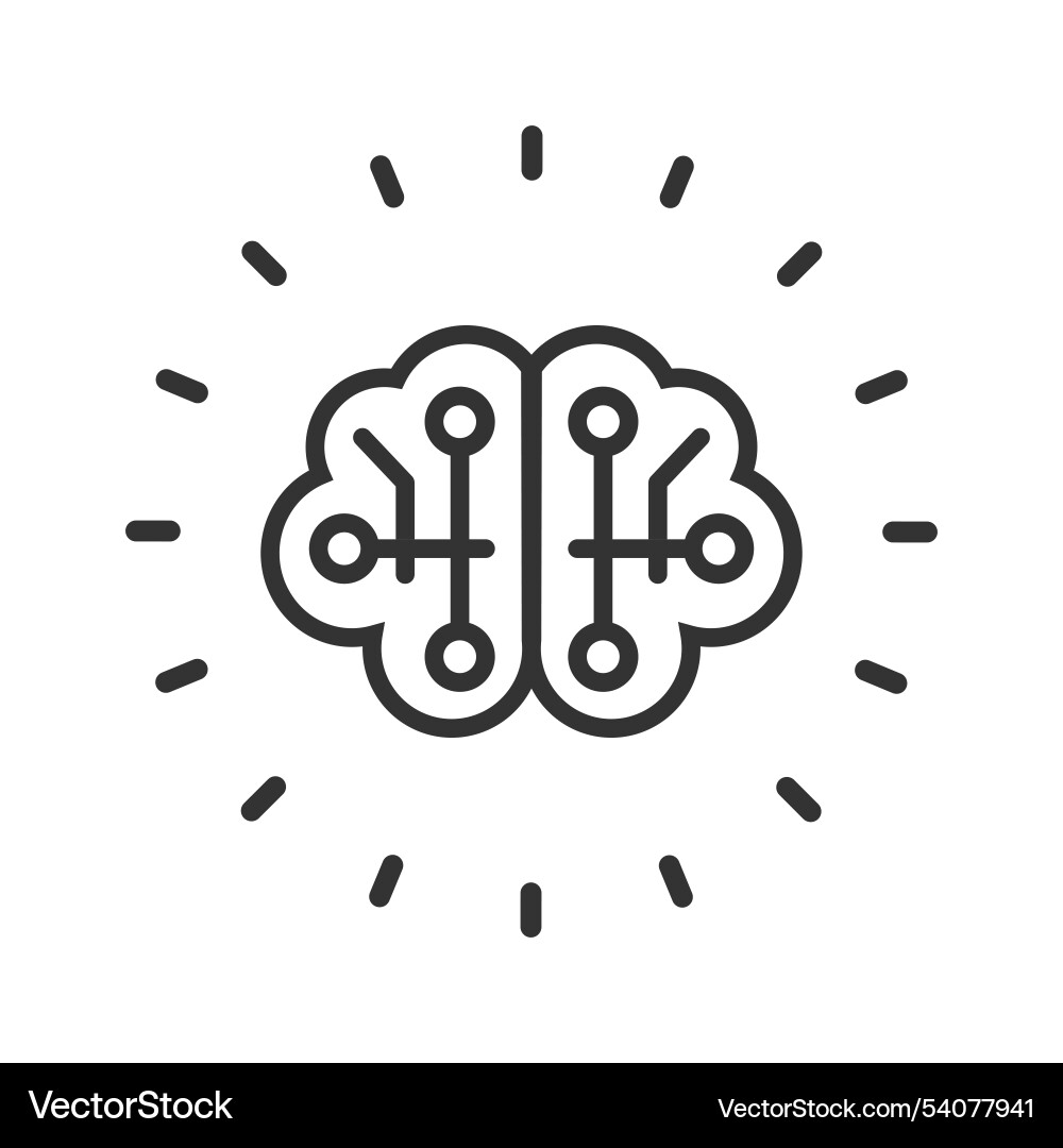 Brain with network line icon isolated Brain with network line icon isolated vector image