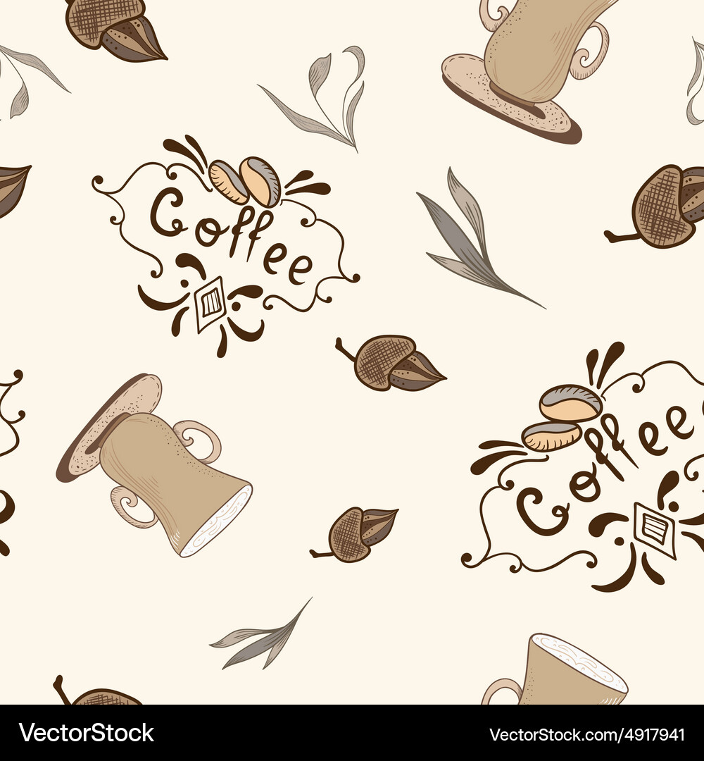 Coffee pattern in sketch style Vector Image