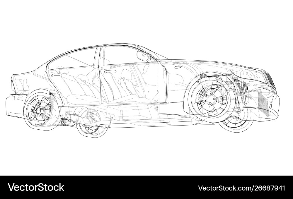 Concept car rendering 3d Concept car rendering 3d Vector Image