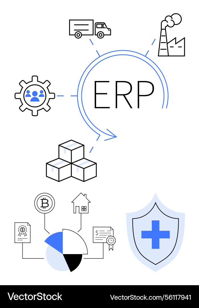 Erp integration connecting supply chain Erp integration connecting supply chain vector image