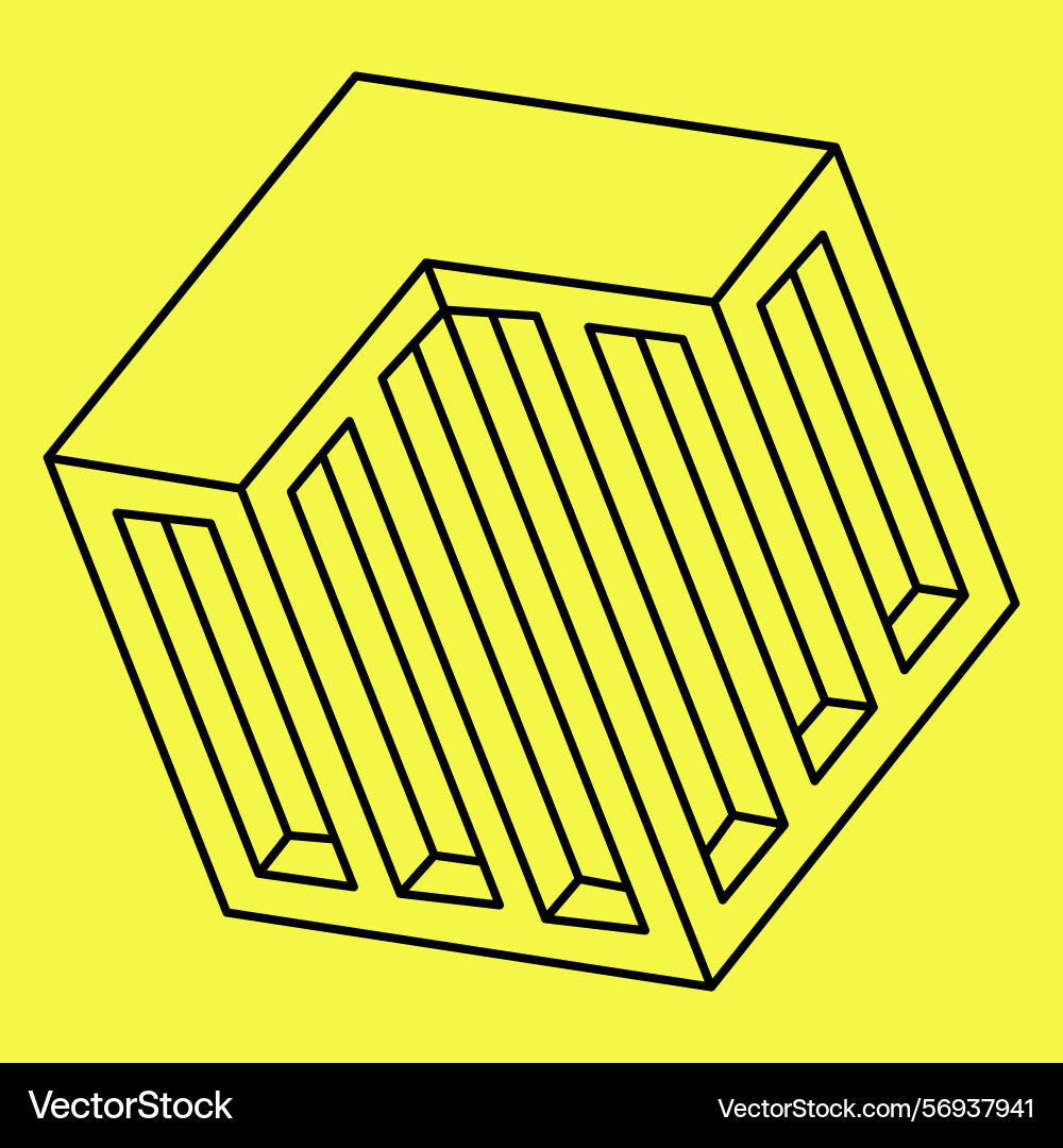 Impossible geometric shape in the style of linear Vector Image