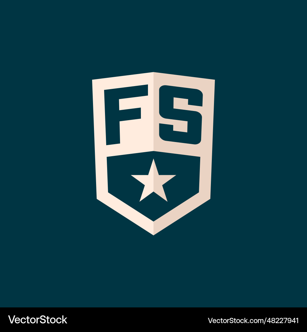 Initial fs logo star shield symbol with simple Vector Image