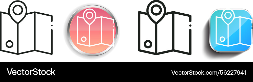 Map icon thin linear regular and button style vector image